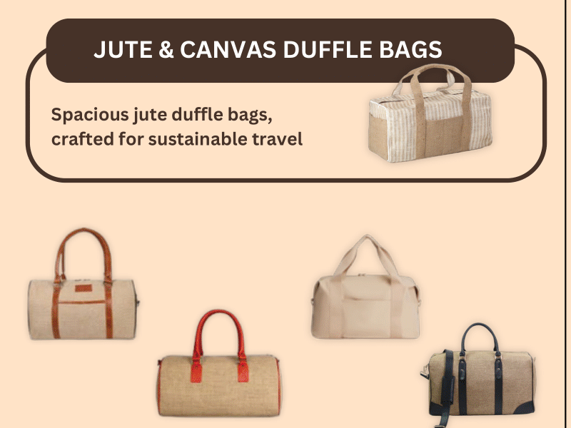 Jute and canvas duffle bags